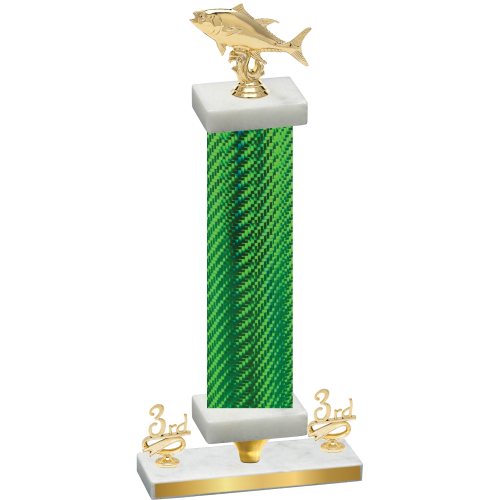 Premium Single Green Carbon Fiber Third Place Fishing Trophy
