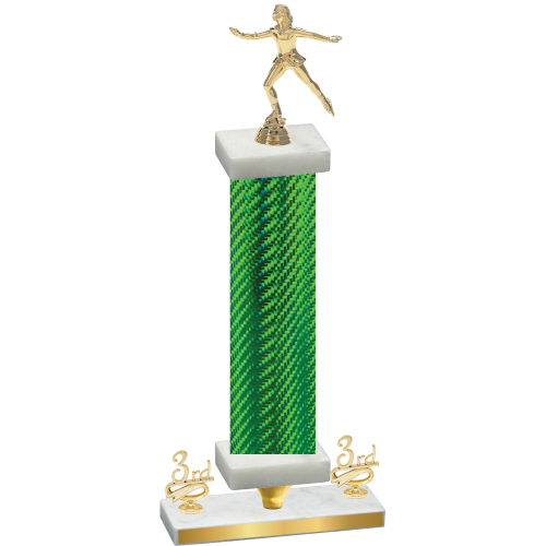 Premium Single Green Carbon Fiber Third Place Skater Trophy