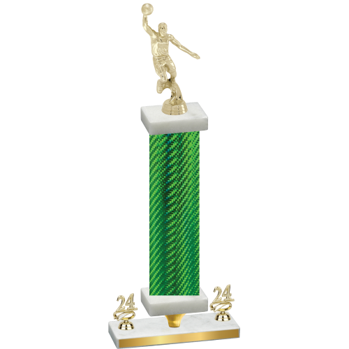 Premium Single Green Carbon Fiber Year Basketball Trophy