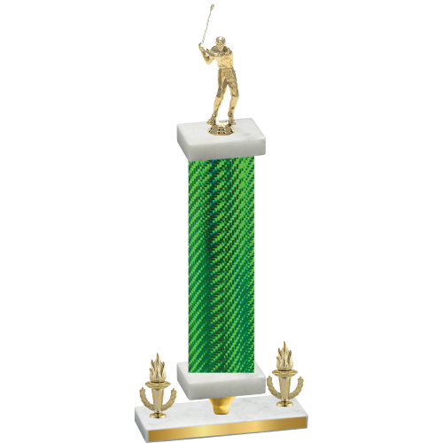 Premium Single Green Carbon Fiber Victory Golf Trophy
