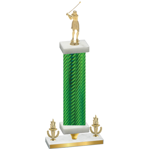 Premium Single Green Carbon Fiber Victory Golf Trophy