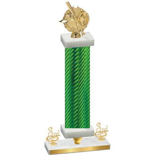 Premium Single Green Carbon Fiber Third Place Baseball Trophy