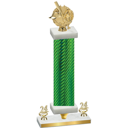 Premium Single Green Carbon Fiber Year Baseball Trophy