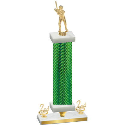 Premium Single Green Carbon Fiber Second Place Baseball Trophy