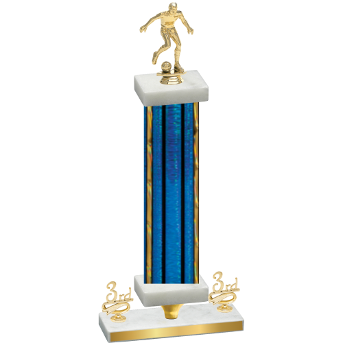 Premium Single Blue Glacier Third Place Soccer Trophy