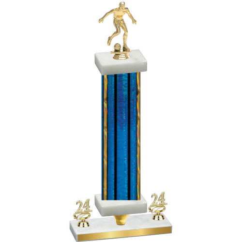 Premium Single Blue Glacier Year Soccer Trophy