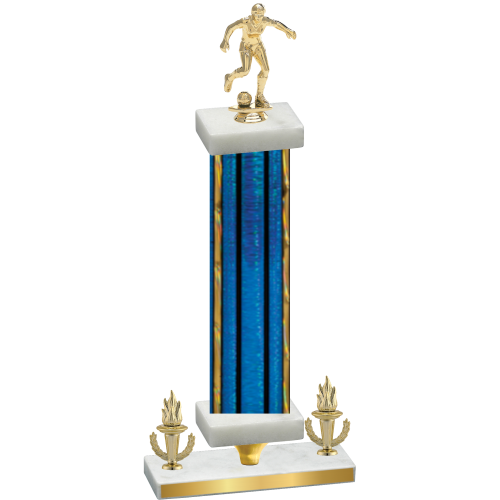 Premium Single Blue Glacier Victory Soccer Trophy