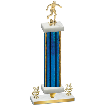 Premium Single Blue Glacier Year Soccer Trophy