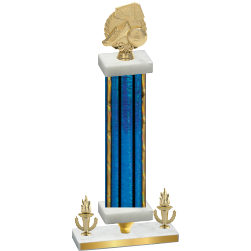 Premium Single Blue Glacier Victory Soccer Trophy