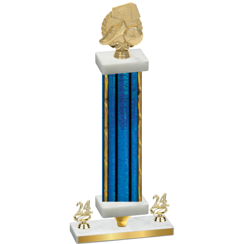 Premium Single Blue Glacier Year Soccer Trophy