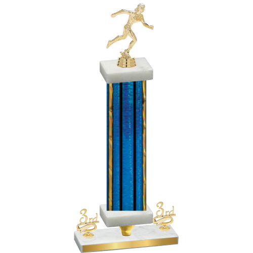 Premium Single Blue Glacier Third Place Running Trophy