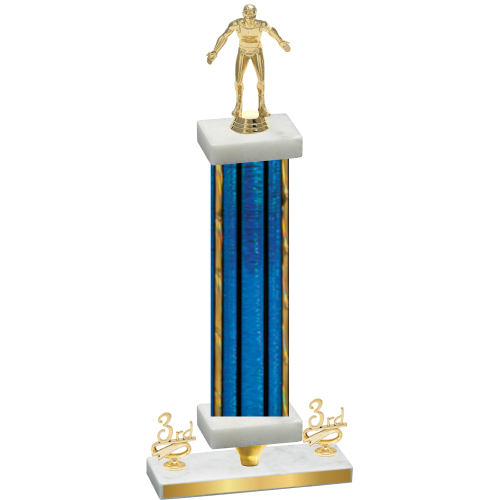 Premium Single Blue Glacier Third Place Wrestling Trophy