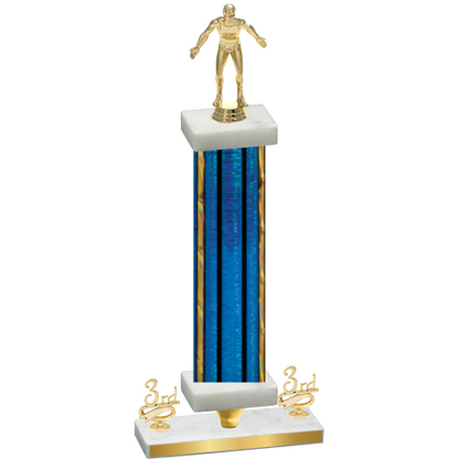 Premium Single Blue Glacier Third Place Wrestling Trophy