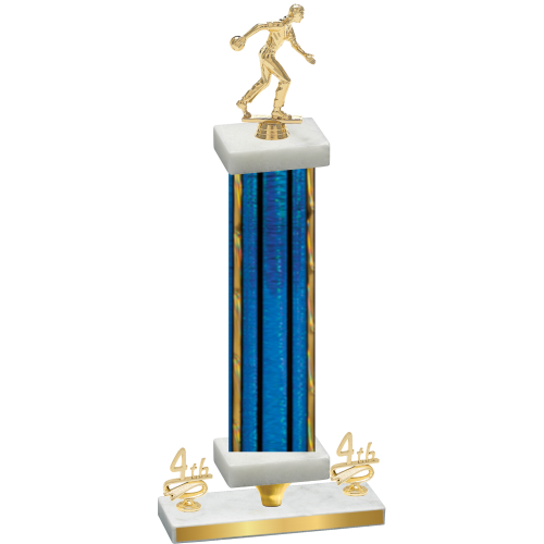 Premium Single Blue Glacier Fourth Place Bowling Trophy