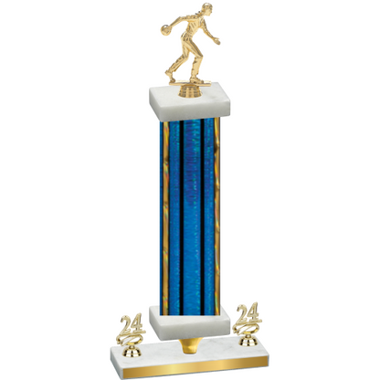 Premium Single Blue Glacier Year Bowling Trophy