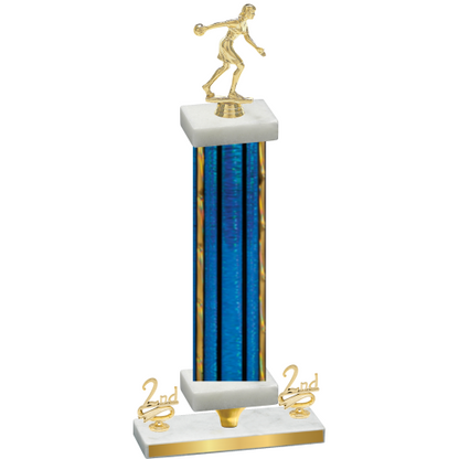 Premium Single Blue Glacier Second Place Bowling Trophy
