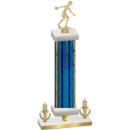 Premium Single Blue Glacier Victory Bowling Trophy
