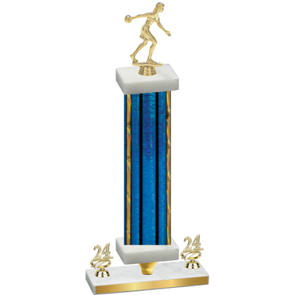 Premium Single Blue Glacier Year Bowling Trophy