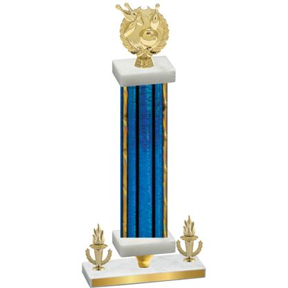 Premium Single Blue Glacier Victory Bowling Trophy