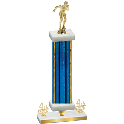 Premium Single Blue Glacier Fourth Place Swimming Trophy
