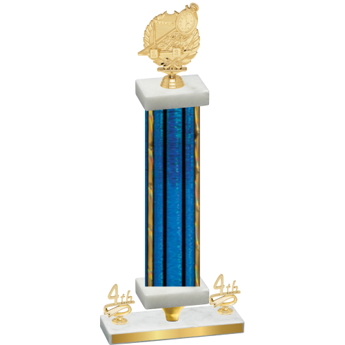 Premium Single Blue Glacier Fourth Place Swimming Trophy