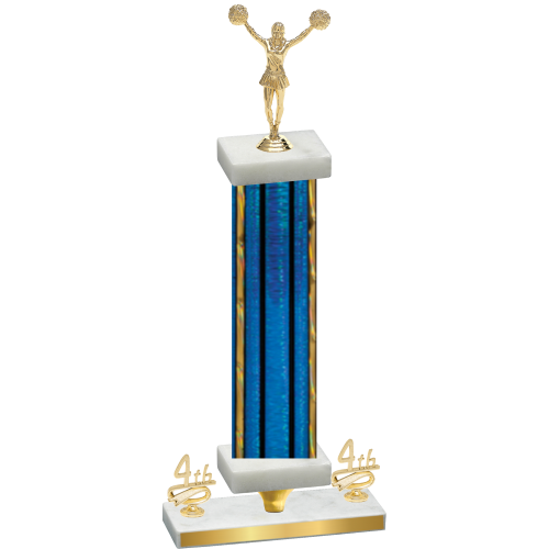 Premium Single Blue Glacier Fourth Place Cheerleading Trophy
