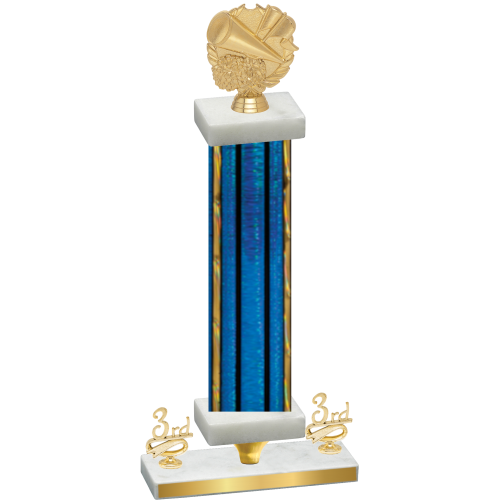 Premium Single Blue Glacier Third Place Cheerleading Trophy