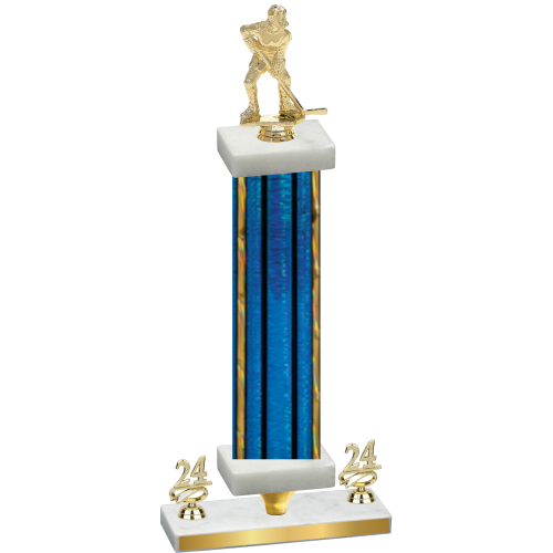 Premium Single Blue Glacier Year Hockey Trophy