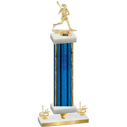 Premium Single Blue Glacier First Place Lacrosse Trophy