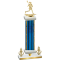 Premium Single Blue Glacier Victory Lacrosse Trophy