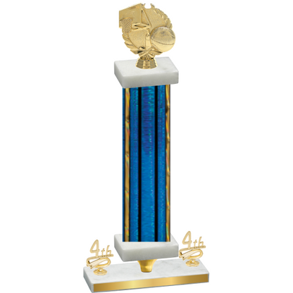Premium Single Blue Glacier Fourth Place Basketball Trophy