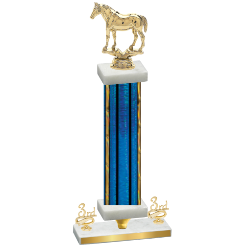 Premium Single Blue Glacier Third Place Horses Trophy
