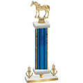 Premium Single Blue Glacier Victory Horses Trophy