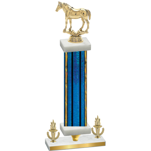 Premium Single Blue Glacier Victory Horses Trophy
