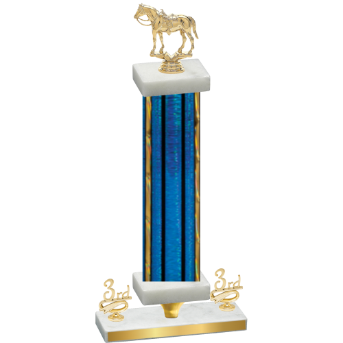 Premium Single Blue Glacier Third Place Horses Trophy