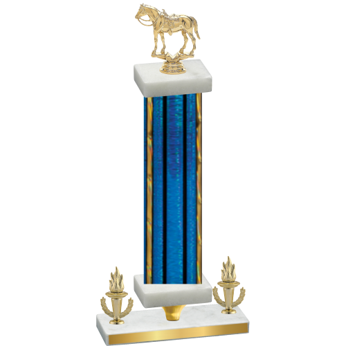 Premium Single Blue Glacier Victory Horses Trophy