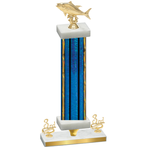 Premium Single Blue Glacier Third Place Fishing Trophy