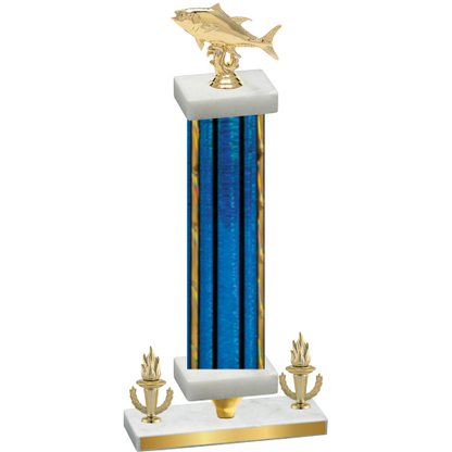 Premium Single Blue Glacier Victory Fishing Trophy