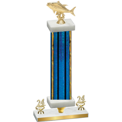 Premium Single Blue Glacier Year Fishing Trophy