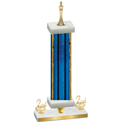 Premium Single Blue Glacier Second Place Chess Trophy