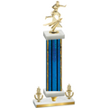 Premium Single Blue Glacier Victory Flag Football Trophy