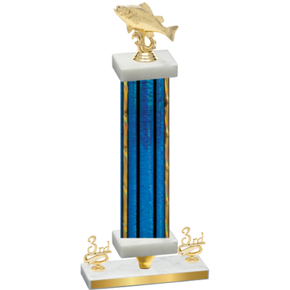 Premium Single Blue Glacier Third Place Fishing Trophy