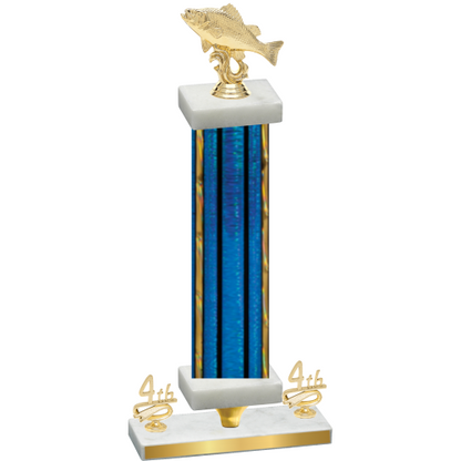 Premium Single Blue Glacier Fourth Place Fishing Trophy