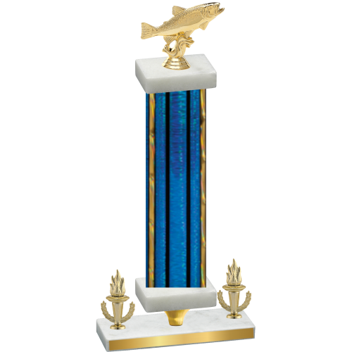 Premium Single Blue Glacier Victory Fishing Trophy
