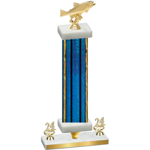 Premium Single Blue Glacier Year Fishing Trophy