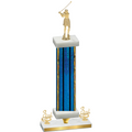 Premium Single Blue Glacier Third Place Golf Trophy