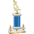 Premium Single Blue Carbon Fiber Victory Football Trophy