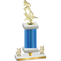 Premium Single Blue Carbon Fiber Year Football Trophy
