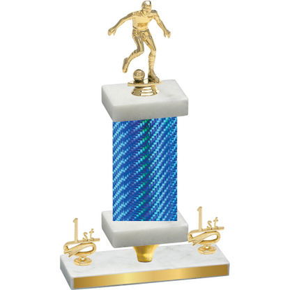 Premium Single Blue Carbon Fiber First Place Soccer Trophy