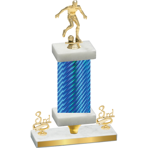 Premium Single Blue Carbon Fiber Third Place Soccer Trophy